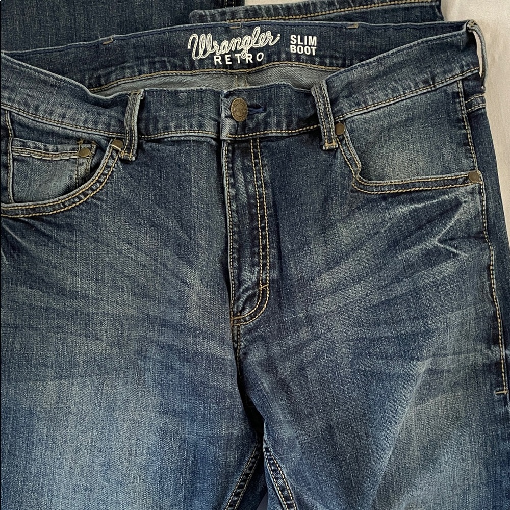 Wrangler Retro Slim WLT77LY Boot Jeans 34 30 distressed Cowboy Rodeo Western